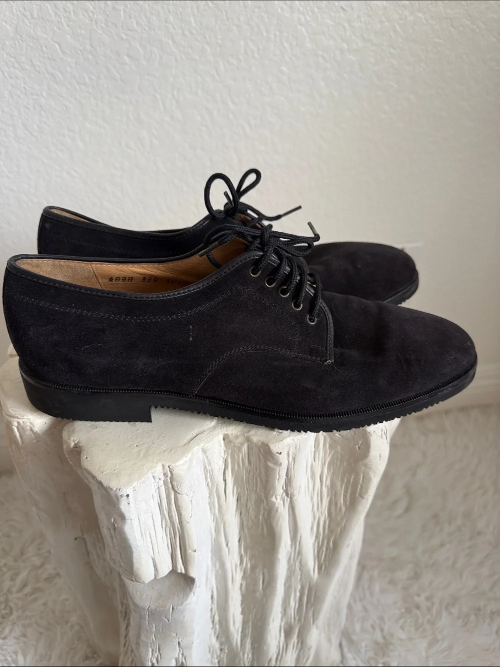 Salvatore Ferragamo Men’s Black Suede Derby Lace-Up Shoes - Picture 4 of 7